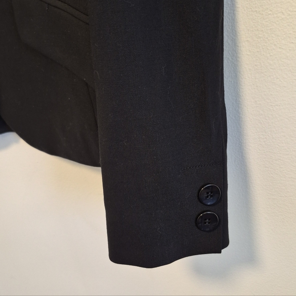 Vtg Talbots Wool Blazer Black Three Button Jacket Y2K Made In Japan Size 10 - Picture 5 of 12